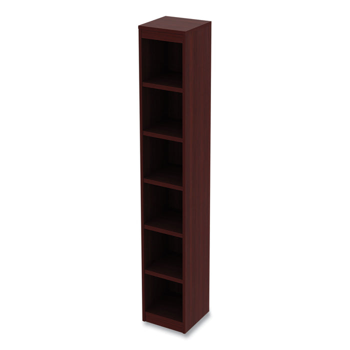 Alera Valencia Series Narrow Profile Bookcase, Six-Shelf, 11.81w x 11.81d x 71.73h, Mahogany