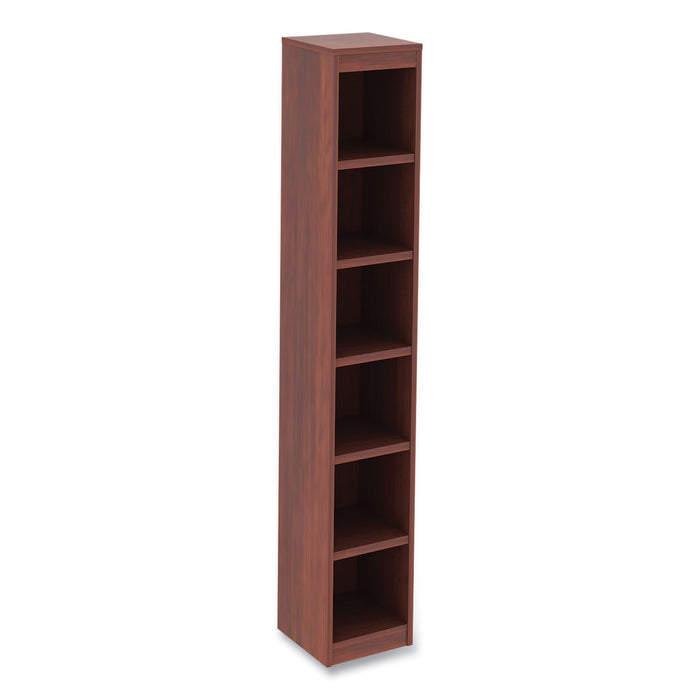 Alera Valencia Series Narrow Profile Bookcase, Six-Shelf, 11.81w x 11.81d x 71.73h, Medium Cherry