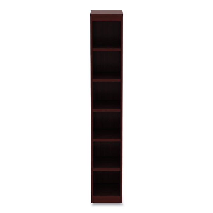 Alera Valencia Series Narrow Profile Bookcase, Six-Shelf, 11.81w x 11.81d x 71.73h, Mahogany