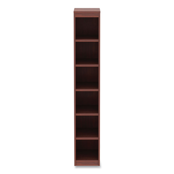 Alera Valencia Series Narrow Profile Bookcase, Six-Shelf, 11.81w x 11.81d x 71.73h, Medium Cherry