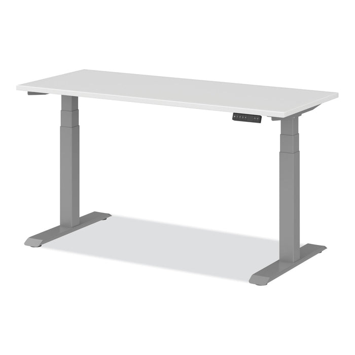 AdaptivErgo Sit-Stand Three-Stage Electric Height-Adjustable Table with Memory Controls, 60” x 24” x 30" to 49", White