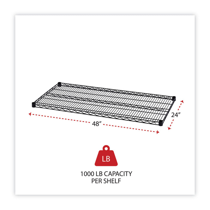 Industrial Wire Shelving Extra Wire Shelves, 48w x 24d, Black, 2 Shelves/Carton