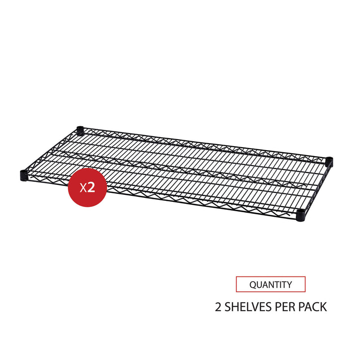 Industrial Wire Shelving Extra Wire Shelves, 48w x 24d, Black, 2 Shelves/Carton