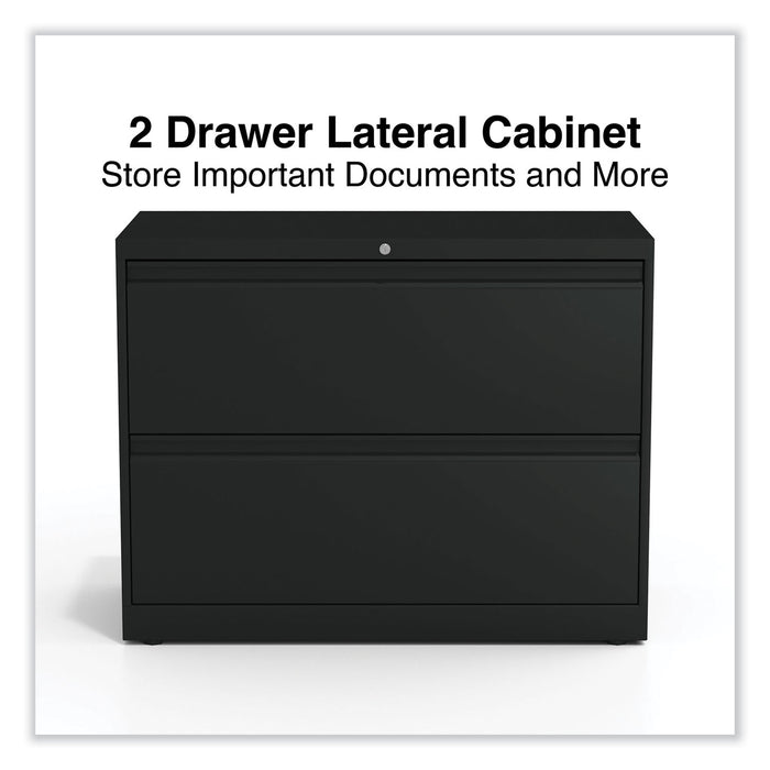 Lateral File, 2 Legal/Letter-Size File Drawers, Black, 36" x 18.63" x 28"