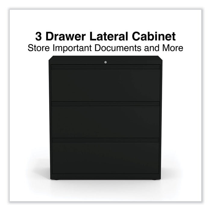 Lateral File, 3 Legal/Letter/A4/A5-Size File Drawers, Black, 36" x 18.63" x 40.25"