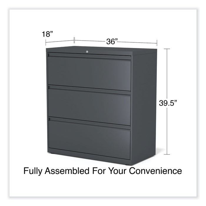 Lateral File, 3 Legal/Letter/A4/A5-Size File Drawers, Charcoal, 36" x 18.63" x 40.25"