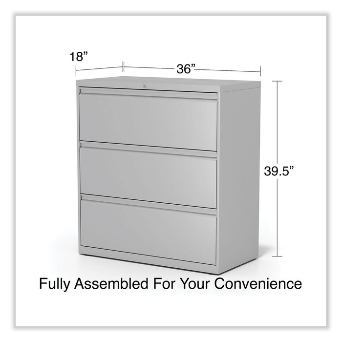 Lateral File, 3 Legal/Letter/A4/A5-Size File Drawers, Light Gray, 36" x 18.63" x 40.25"