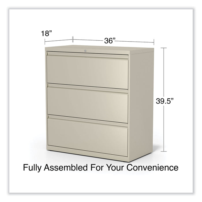 Lateral File, 3 Legal/Letter/A4/A5-Size File Drawers, Putty, 36" x 18.63" x 40.25"