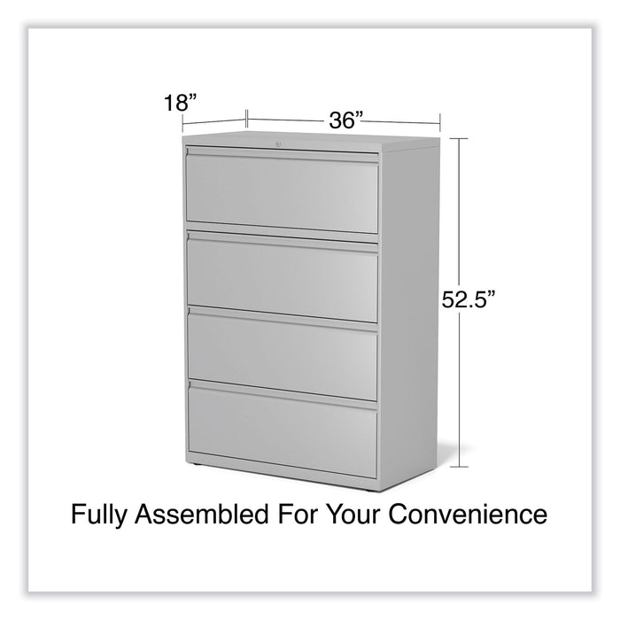 Lateral File, 4 Legal/Letter-Size File Drawers, Light Gray, 36" x 18.63" x 52.5"