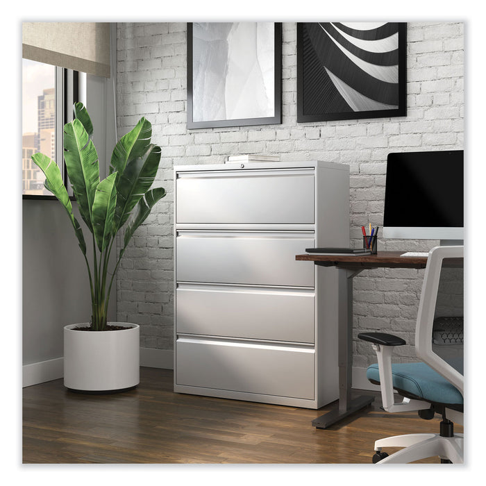 Lateral File, 4 Legal/Letter-Size File Drawers, Light Gray, 36" x 18.63" x 52.5"