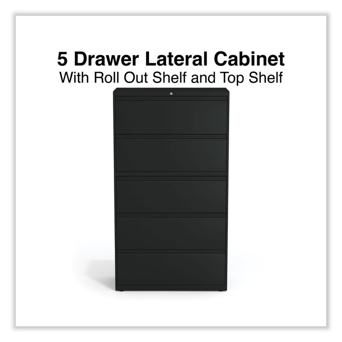 Lateral File, 5 Legal/Letter/A4/A5-Size File Drawers, Black, 36" x 18.63" x 67.63"