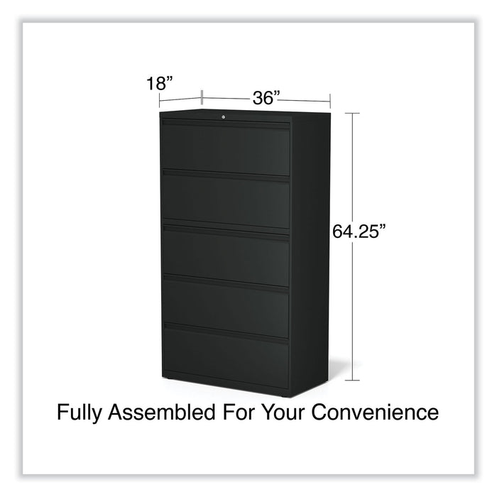 Lateral File, 5 Legal/Letter/A4/A5-Size File Drawers, Black, 36" x 18.63" x 67.63"