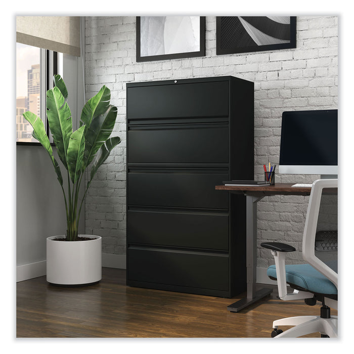 Lateral File, 5 Legal/Letter/A4/A5-Size File Drawers, Black, 36" x 18.63" x 67.63"