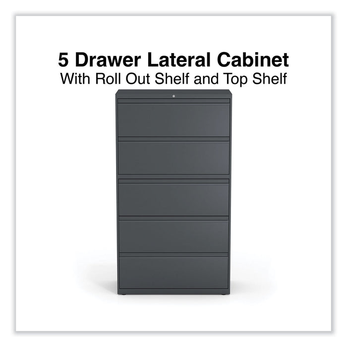 Lateral File, 5 Legal/Letter/A4/A5-Size File Drawers, Charcoal, 36" x 18.63" x 67.63"