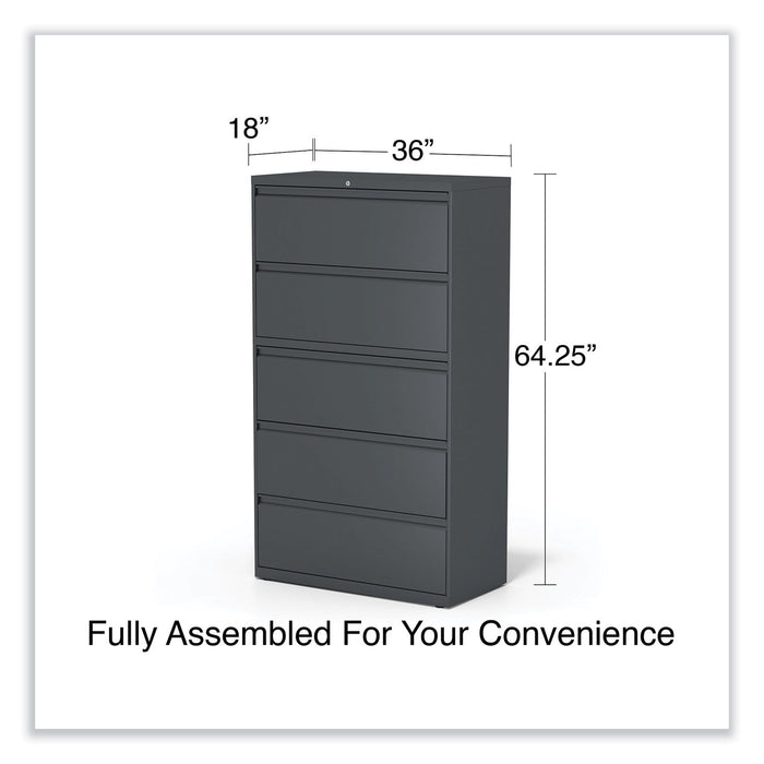 Lateral File, 5 Legal/Letter/A4/A5-Size File Drawers, Charcoal, 36" x 18.63" x 67.63"