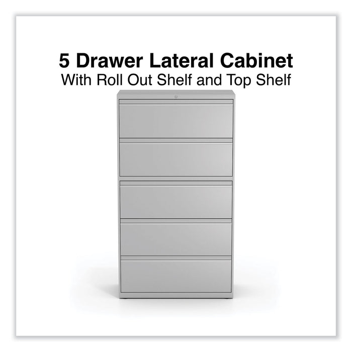 Lateral File, 5 Legal/Letter/A4/A5-Size File Drawers, Light Gray, 36" x 18.63" x 67.63"