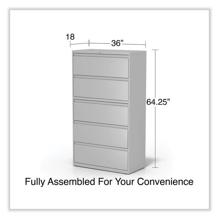 Lateral File, 5 Legal/Letter/A4/A5-Size File Drawers, Light Gray, 36" x 18.63" x 67.63"