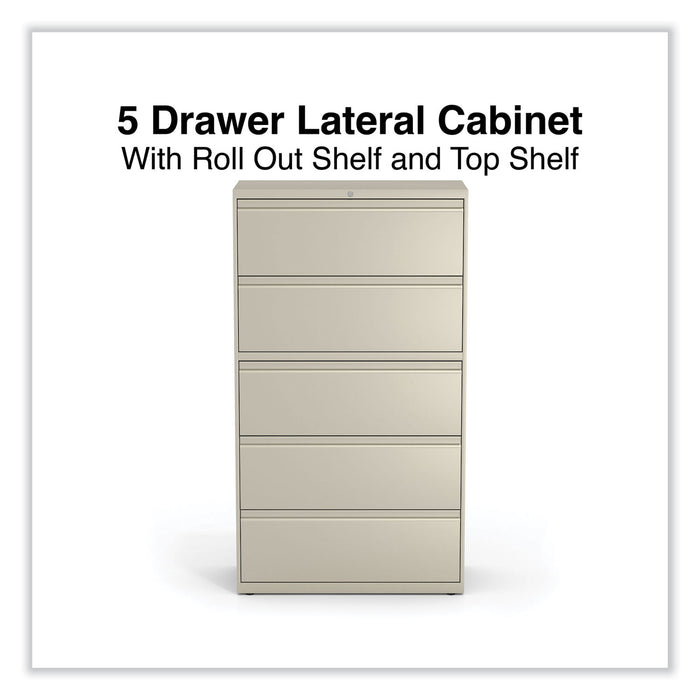 Lateral File, 5 Legal/Letter/A4/A5-Size File Drawers, Putty, 36" x 18.63" x 67.63"