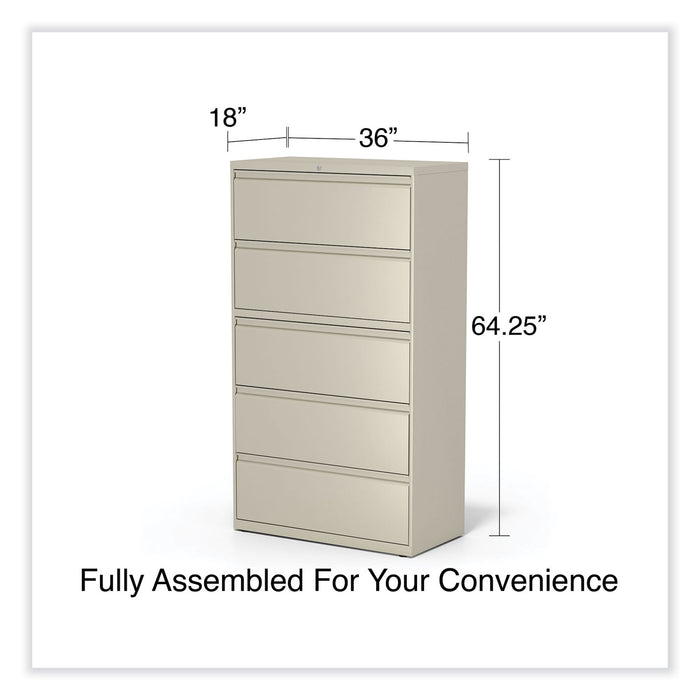 Lateral File, 5 Legal/Letter/A4/A5-Size File Drawers, Putty, 36" x 18.63" x 67.63"