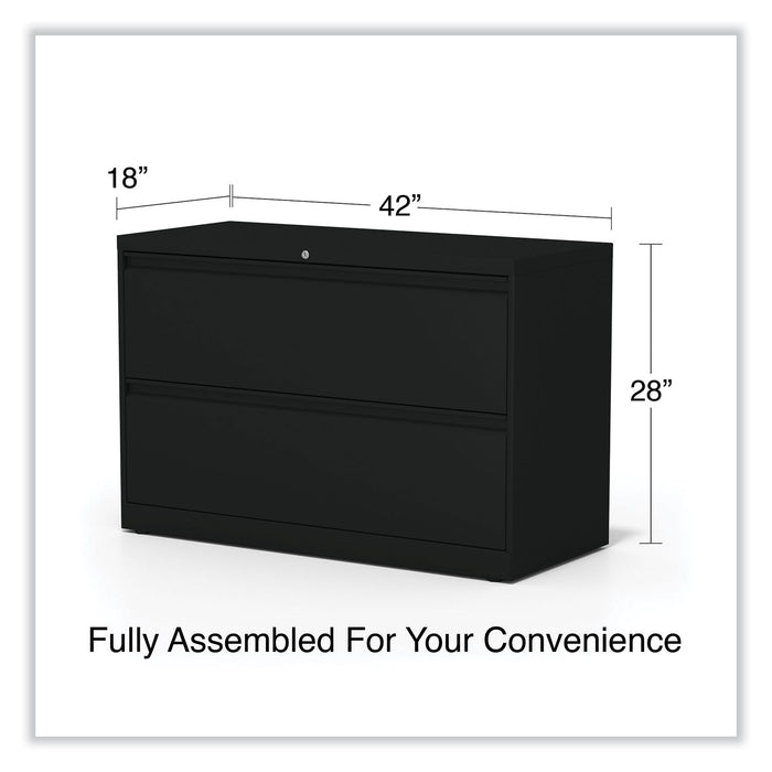 Lateral File, 2 Legal/Letter-Size File Drawers, Black, 42" x 18.63" x 28"