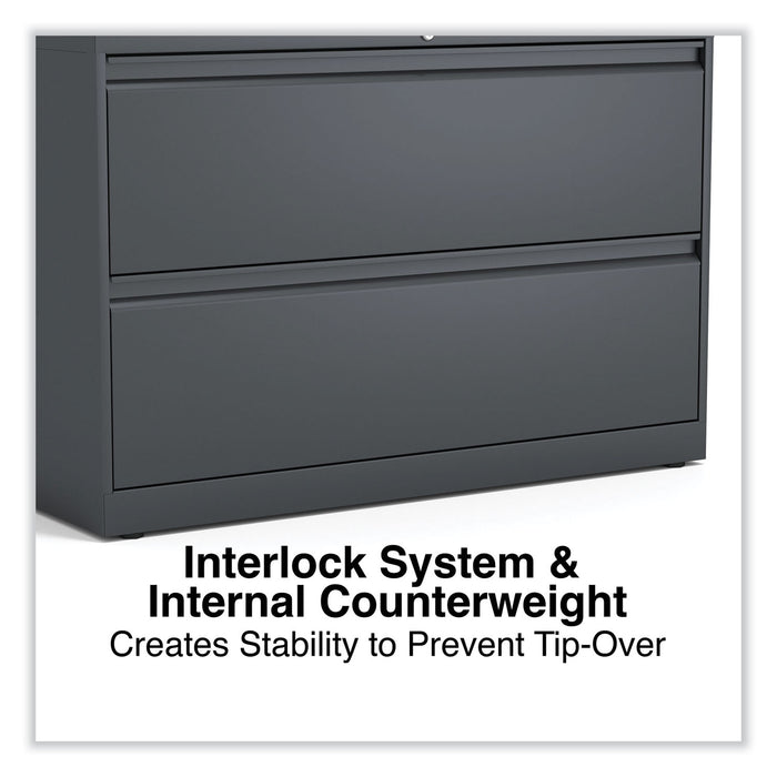 Lateral File, 2 Legal/Letter-Size File Drawers, Charcoal, 42" x 18.63" x 28"