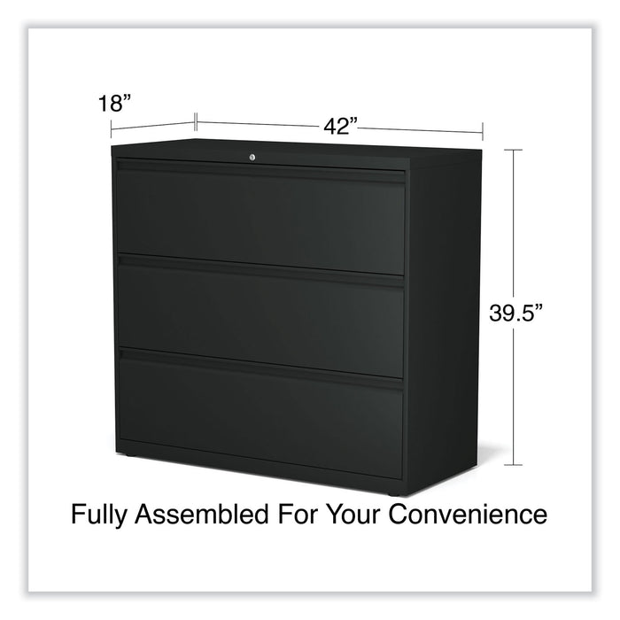 Lateral File, 3 Legal/Letter/A4/A5-Size File Drawers, Black, 42" x 18.63" x 40.25"