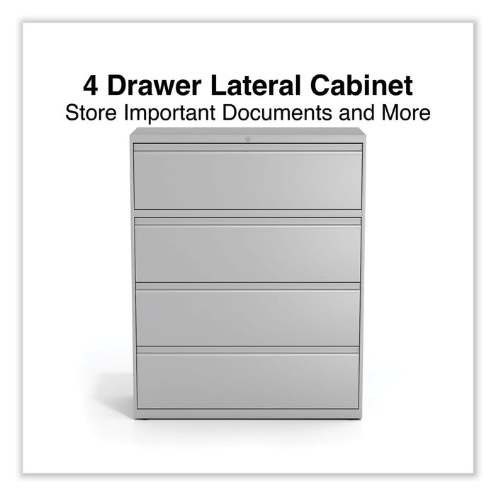 Lateral File, 4 Legal/Letter-Size File Drawers, Light Gray, 42" x 18.63" x 52.5"