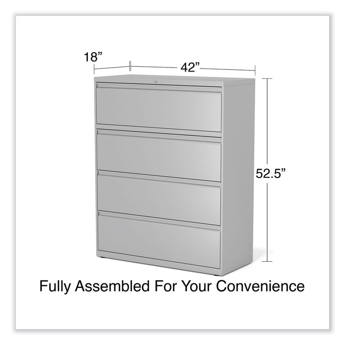 Lateral File, 4 Legal/Letter-Size File Drawers, Light Gray, 42" x 18.63" x 52.5"