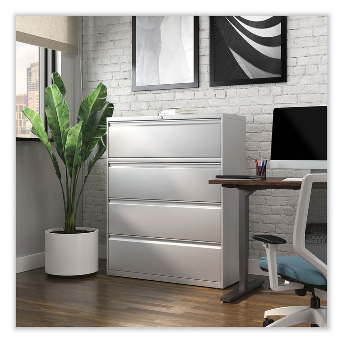 Lateral File, 4 Legal/Letter-Size File Drawers, Light Gray, 42" x 18.63" x 52.5"