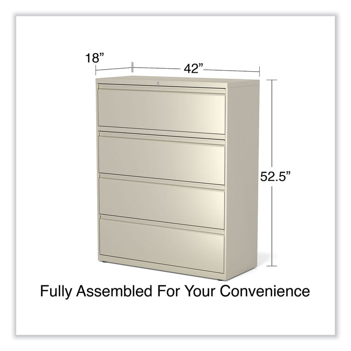 Lateral File, 4 Legal/Letter-Size File Drawers, Putty, 42" x 18.63" x 52.5"