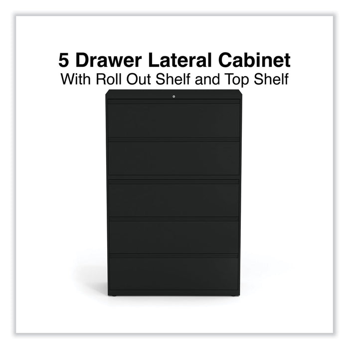 Lateral File, 5 Legal/Letter/A4/A5-Size File Drawers, Black, 42" x 18.63" x 67.63"