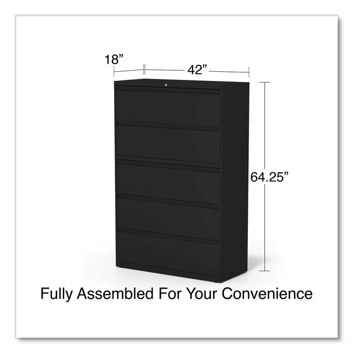 Lateral File, 5 Legal/Letter/A4/A5-Size File Drawers, Black, 42" x 18.63" x 67.63"