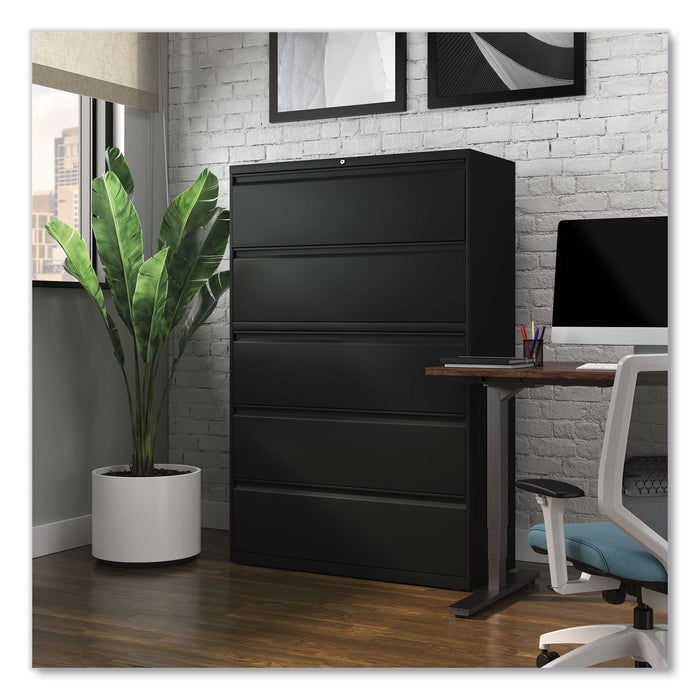 Lateral File, 5 Legal/Letter/A4/A5-Size File Drawers, Black, 42" x 18.63" x 67.63"