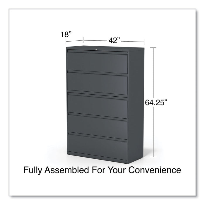 Lateral File, 5 Legal/Letter/A4/A5-Size File Drawers, Charcoal, 42" x 18.63" x 67.63"