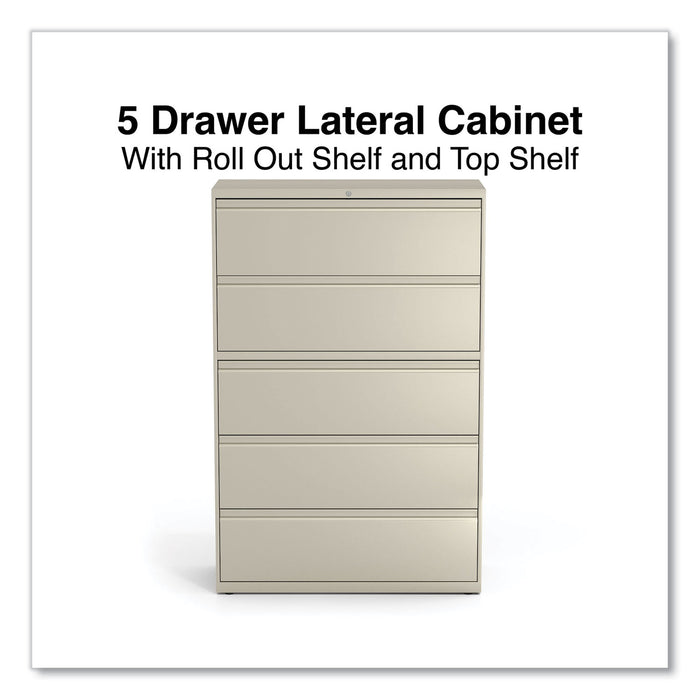 Lateral File, 5 Legal/Letter/A4/A5-Size File Drawers, Putty, 42" x 18.63" x 67.63"