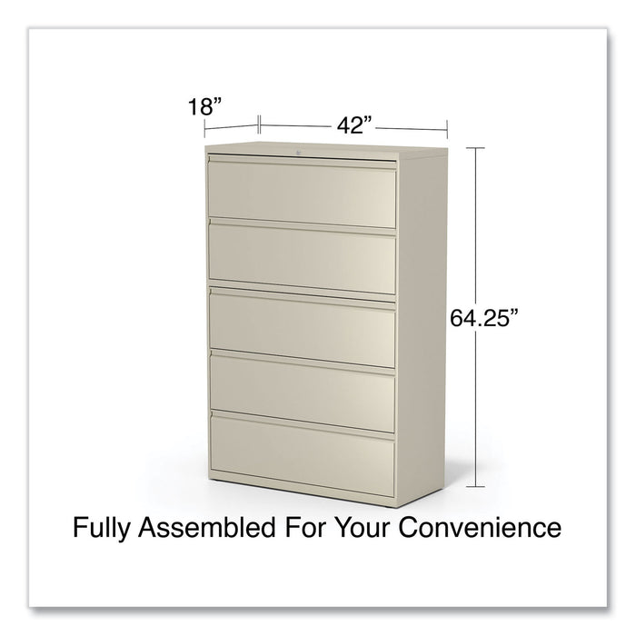 Lateral File, 5 Legal/Letter/A4/A5-Size File Drawers, Putty, 42" x 18.63" x 67.63"