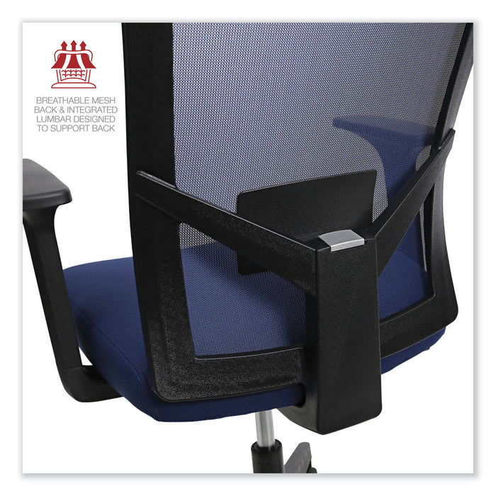 Mesh Back Fabric Task Chair, Supports Up to 275 lb, 17.32" to 21.1" Seat Height, Navy Seat, Navy Back