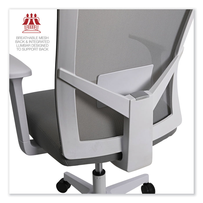 Mesh Back Fabric Task Chair, Supports Up to 275 lb, 17.32" to 21.1" Seat Height, Gray Seat, Gray Back