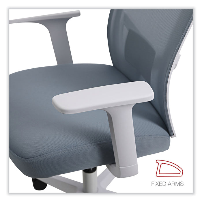 Mesh Back Fabric Task Chair, Supports Up to 275 lb, 17.32" to 21.1" Seat Height, Seafoam Blue Seat/Back