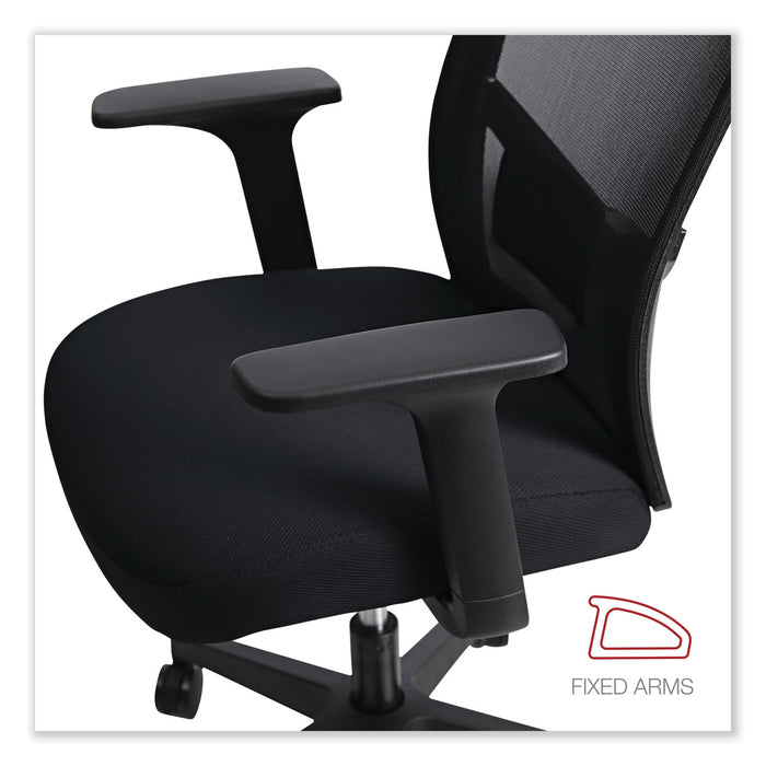 Mesh Back Fabric Task Chair, Supports Up to 275 lb, 17.32" to 21.1" Seat Height, Black Seat, Black Back