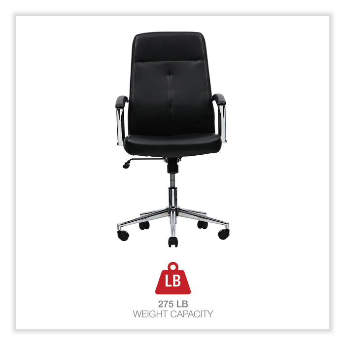 Leather Task Chair, Supports Up to 275 lb, 18.19" to 21.93" Seat Height, Black Seat, Black Back