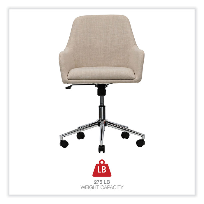 Mid-Century Task Chair, Supports Up to 275 lb, 18.9" to 22.24" Seat Height, Cream Seat, Cream Back