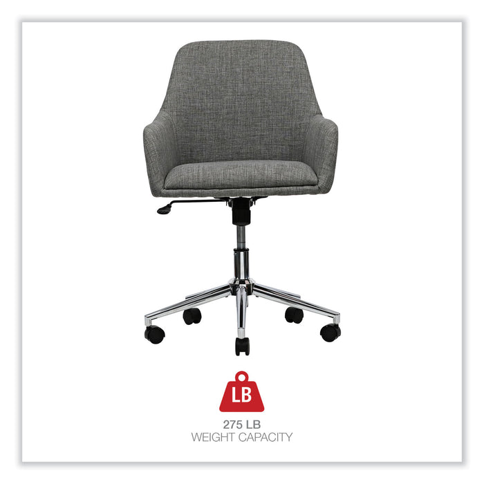 Mid-Century Task Chair, Supports Up to 275 lb, 18.9" to 22.24" Seat Height, Gray Seat, Gray Back