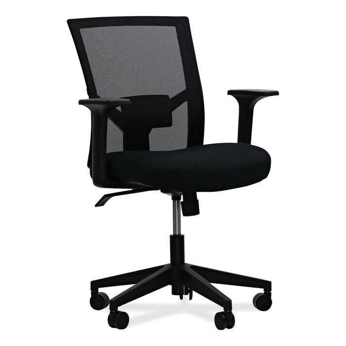 Mesh Back Fabric Task Chair, Supports Up to 275 lb, 17.32" to 21.1" Seat Height, Black Seat, Black Back