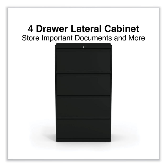 Lateral File, 4 Legal/Letter-Size File Drawers, Black, 30" x 18.63" x 52.5"