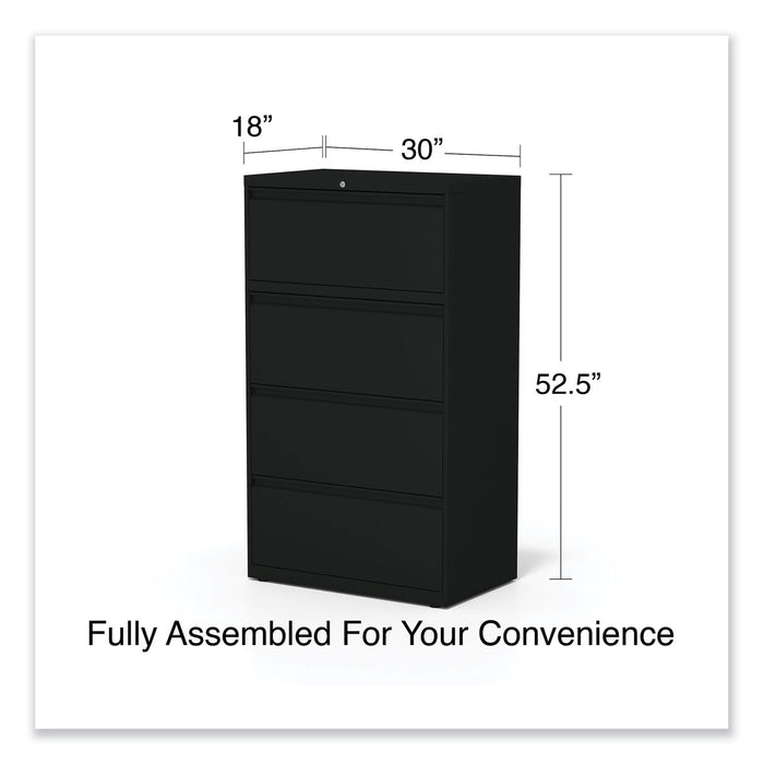 Lateral File, 4 Legal/Letter-Size File Drawers, Black, 30" x 18.63" x 52.5"