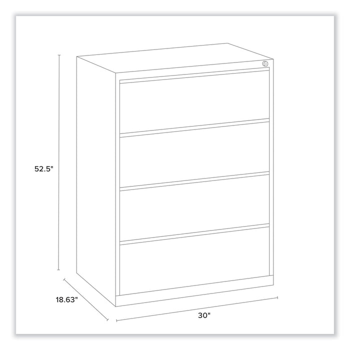 Lateral File, 4 Legal/Letter-Size File Drawers, Black, 30" x 18.63" x 52.5"