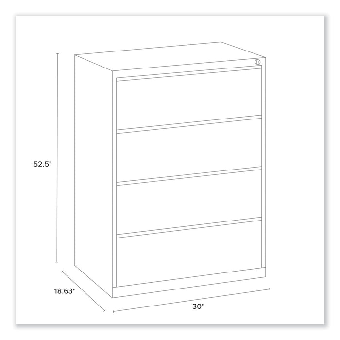 Lateral File, 4 Legal/Letter-Size File Drawers, Putty, 30" x 18.63" x 52.5"