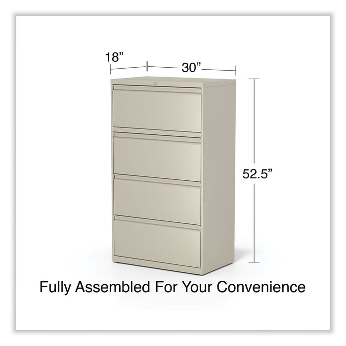 Lateral File, 4 Legal/Letter-Size File Drawers, Putty, 30" x 18.63" x 52.5"