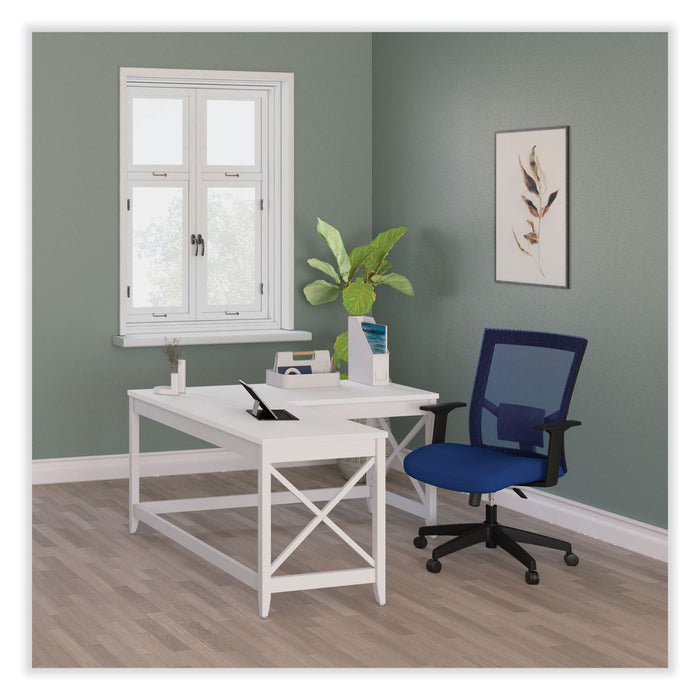 Mesh Back Fabric Task Chair, Supports Up to 275 lb, 17.32" to 21.1" Seat Height, Navy Seat, Navy Back